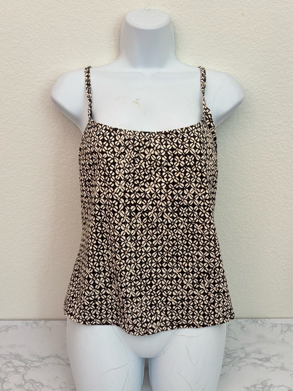 Michael Kors Halter Tankini Swim Top Womens S Black Gold Bra Lined Sleeveless
